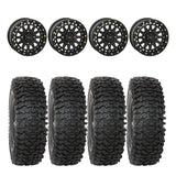 System 3 Matte Black SB-6 Beadlocks & System 3 RC500S 8 Ply Rock Crawler Wheel & Tire Kit