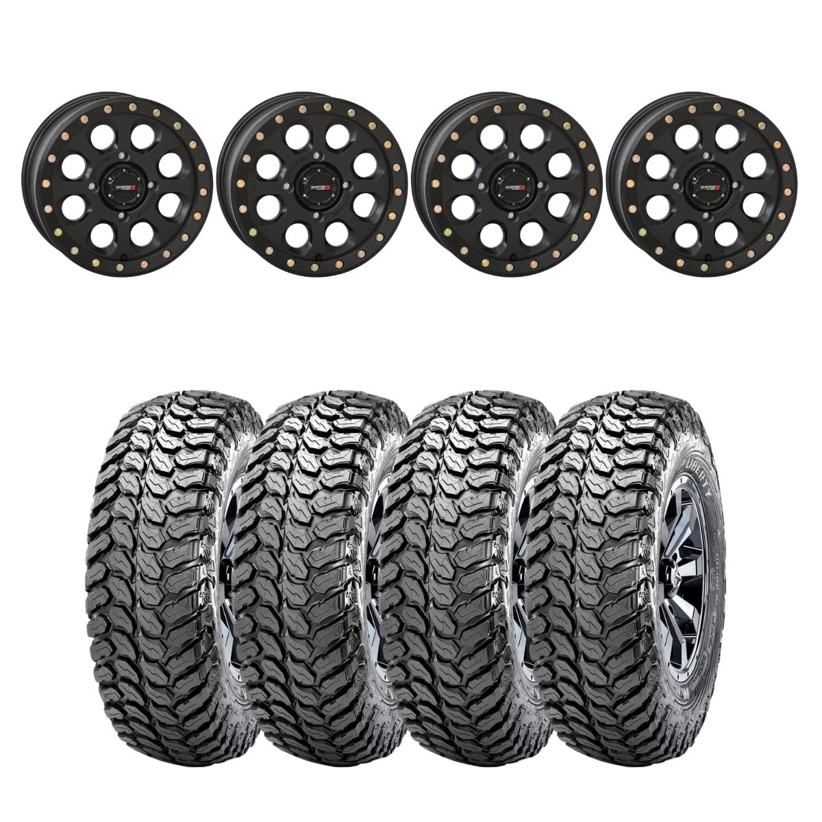System 3 Matte Black SB-7 Beadlock & Maxxis Liberty Performance Off Road Wheel & Tire Kit