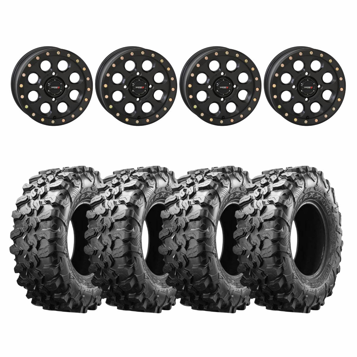 System 3 Matte Black SB-7 Beadlock & Maxxis Radial Carnivore Wheel & Tire Kit