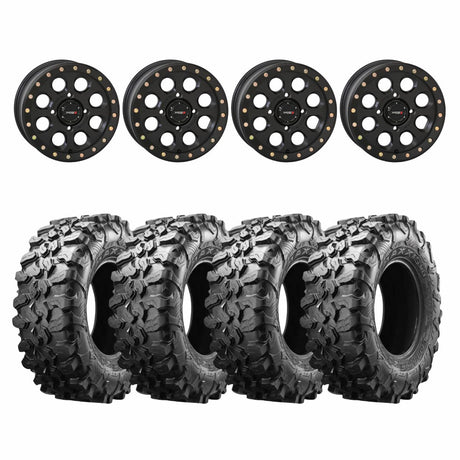 System 3 Matte Black SB-7 Beadlock & Maxxis Radial Carnivore Wheel & Tire Kit