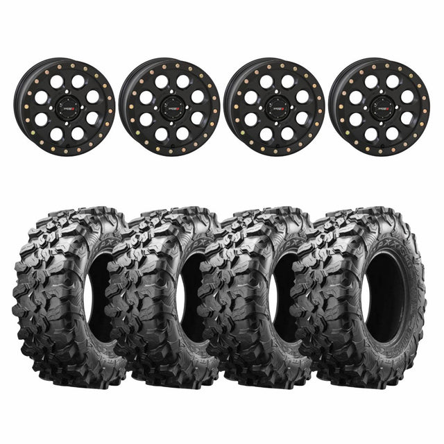 System 3 Matte Black SB-7 Beadlock & Maxxis Radial Carnivore Wheel & Tire Kit