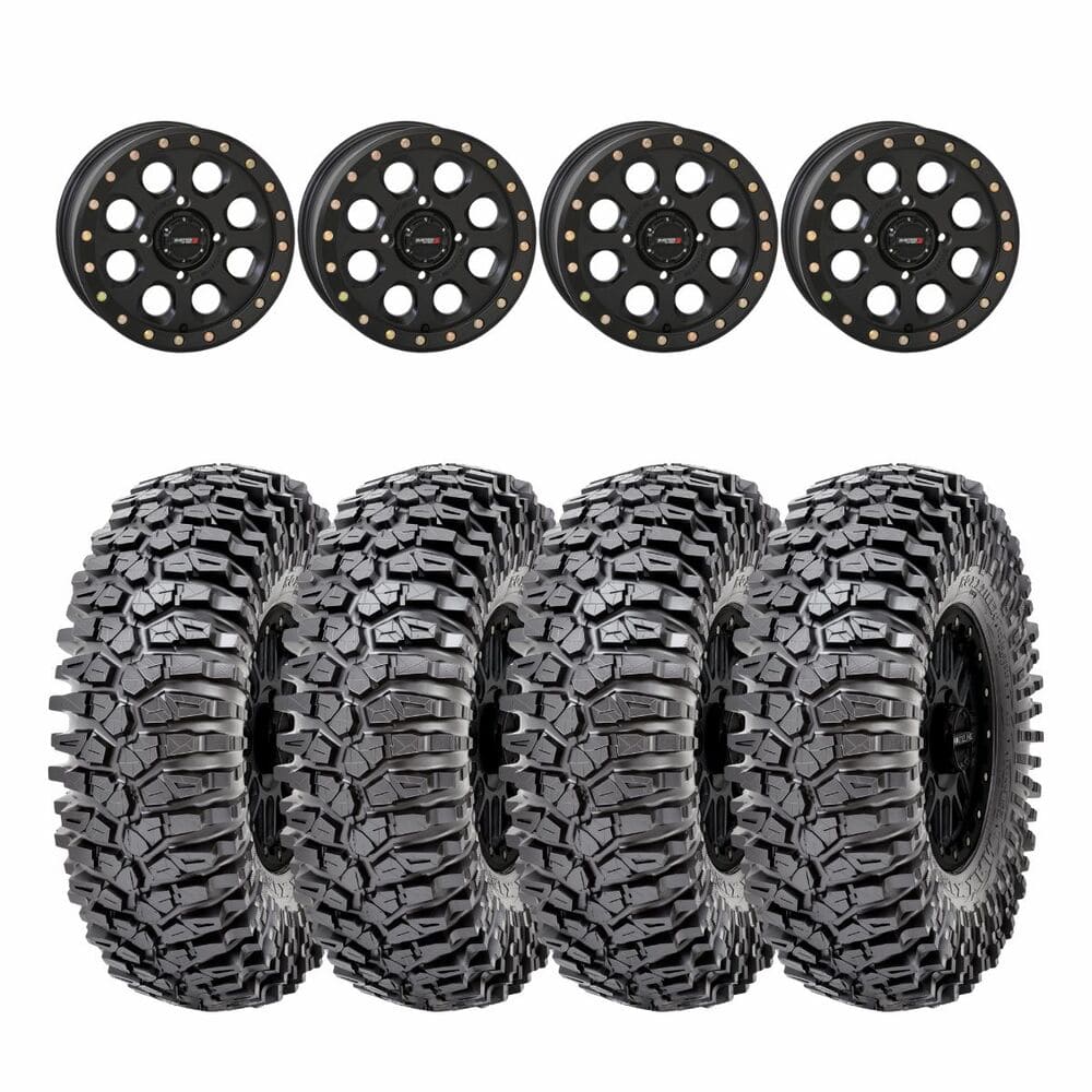 System 3 Matte Black SB-7 Beadlock & Maxxis Radial Roxxzilla Wheel & Tire Kit