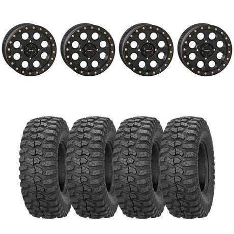 System 3 Matte Black SB-7 Beadlock & Sedona Rockabilly Wheel & Tire Kit