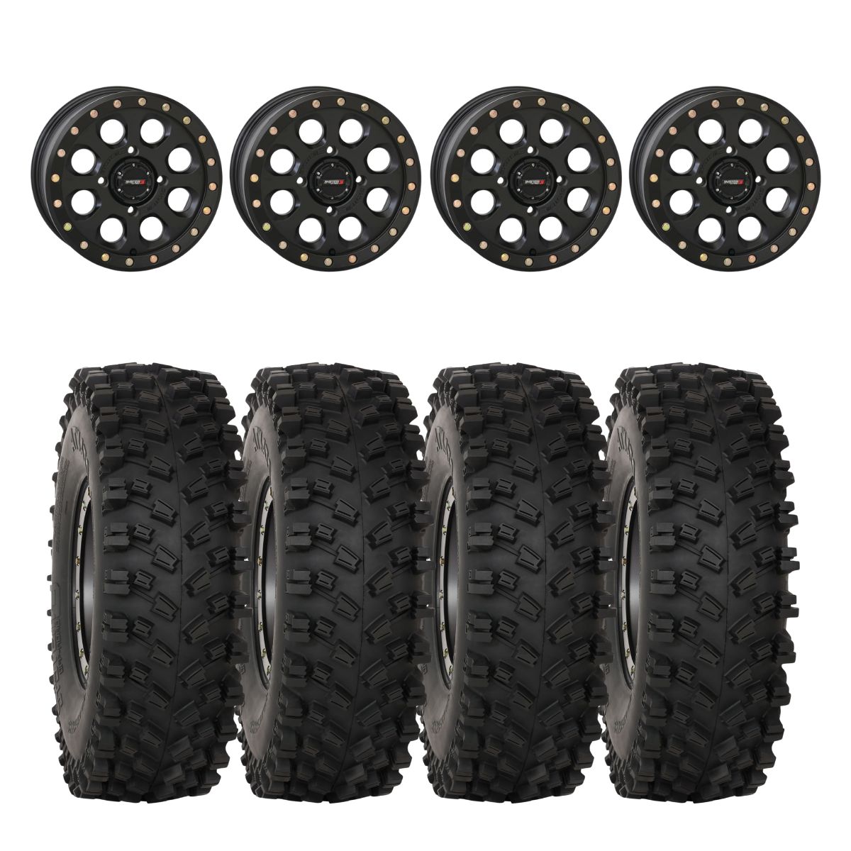 System 3 Matte Black SB-7 Beadlock & System 3 ATX470 All Terrain Xtreme Wheel & Tire Kit
