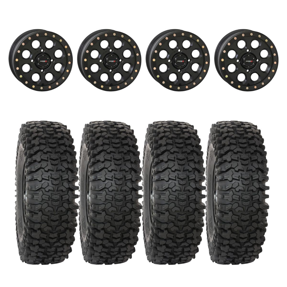 System 3 Matte Black SB-7 Beadlock & System 3 RC500S 8 Ply Rock Crawler Wheel & Tire Kit