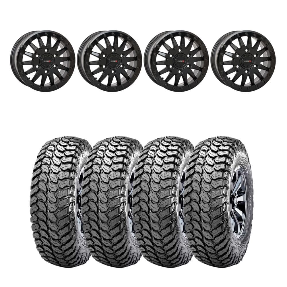 System 3 Matte Black SB-8 6-Lug Beadlock & Maxxis Liberty Performance Off Road Wheel & Tire Kit