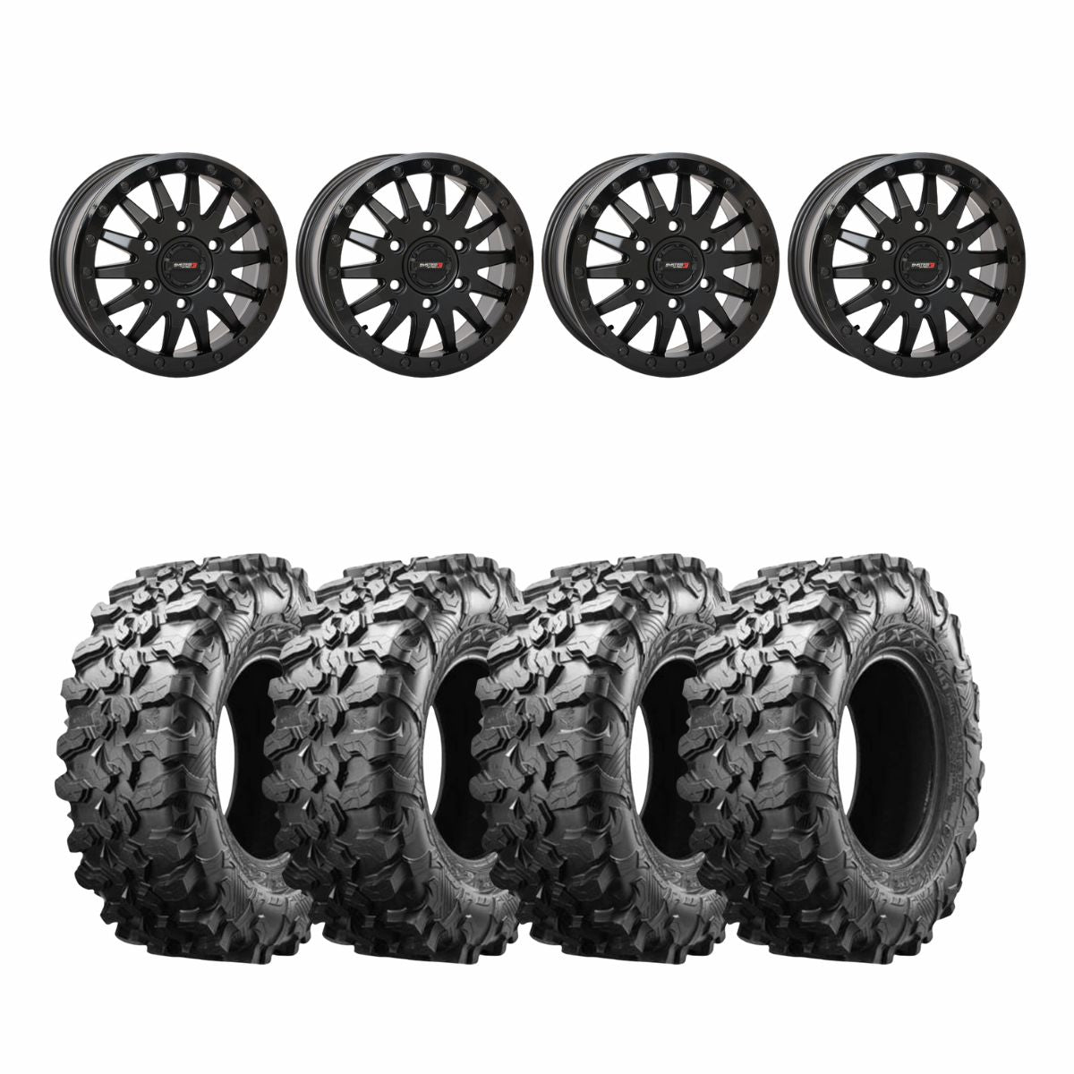 System 3 Matte Black SB-8 6-Lug Beadlock & Maxxis Radial Carnivore Wheel & Tire Kit