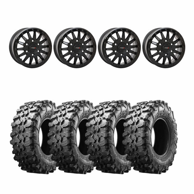 System 3 Matte Black SB-8 6-Lug Beadlock & Maxxis Radial Carnivore Wheel & Tire Kit