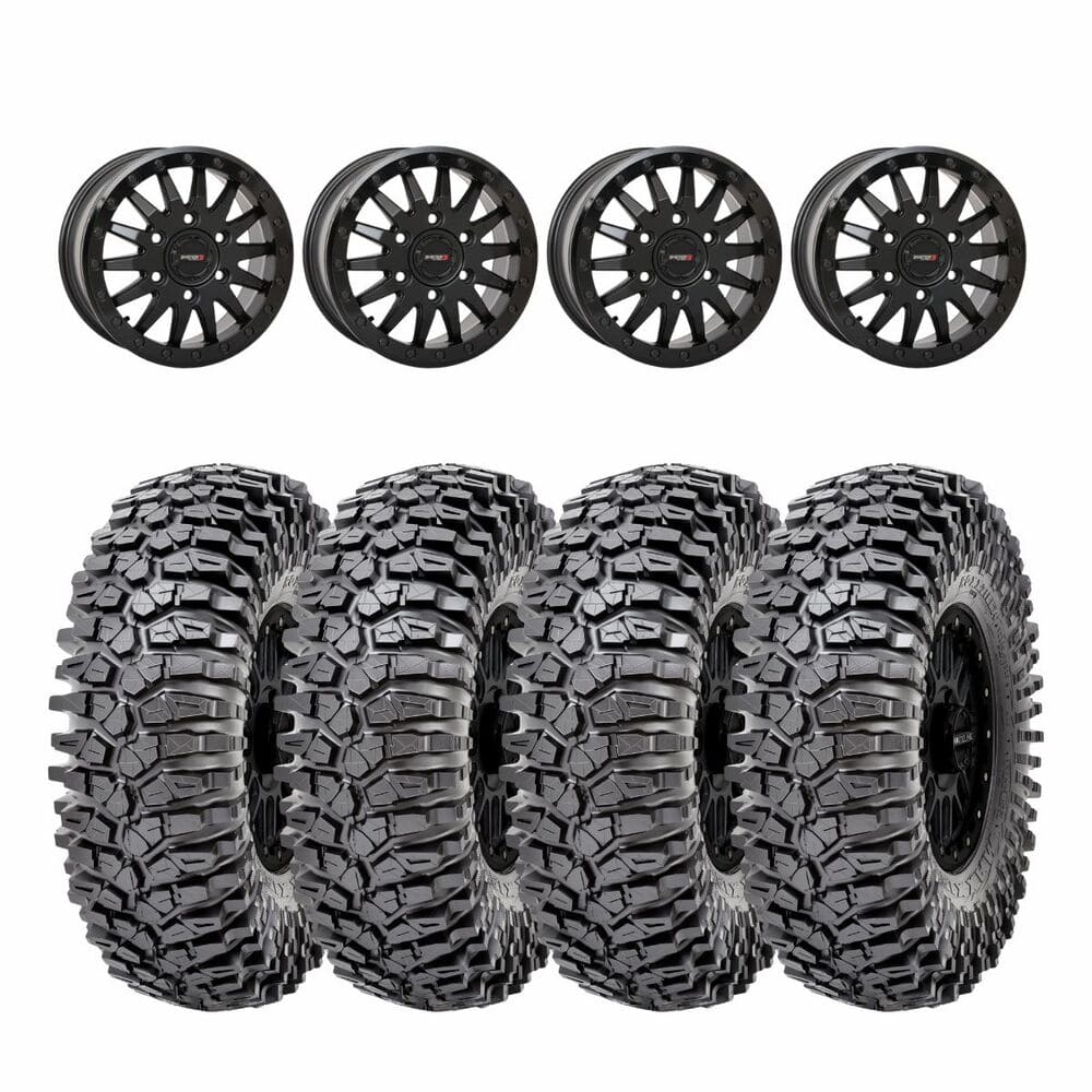 System 3 Matte Black SB-8 6-Lug Beadlock & Maxxis Radial Roxxzilla Wheel & Tire Kit