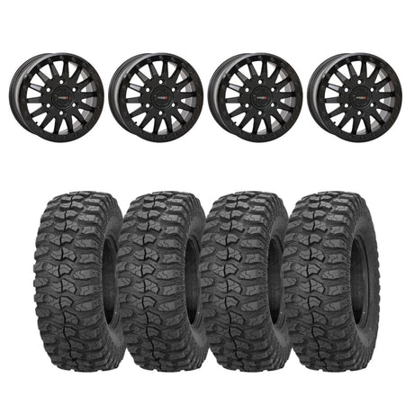System 3 Matte Black SB-8 6-Lug Beadlock & Sedona Rockabilly Wheel & Tire Kit