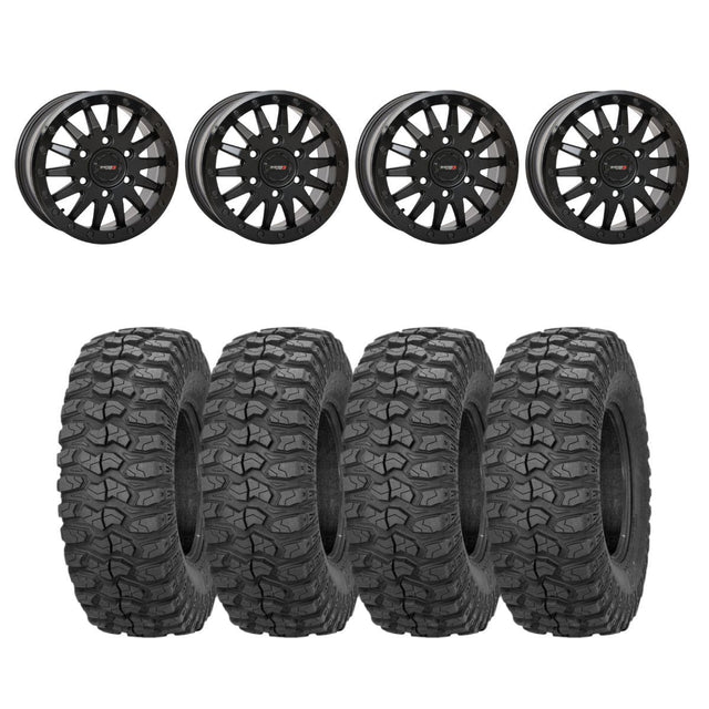 System 3 Matte Black SB-8 6-Lug Beadlock & Sedona Rockabilly Wheel & Tire Kit