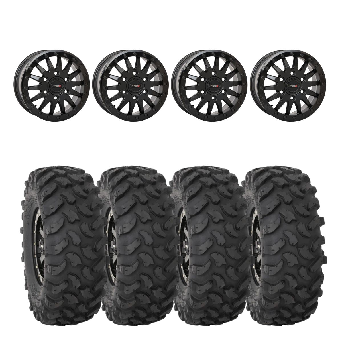System 3 Matte Black SB-8 Beadlock 6-Lug & System 3 Offroad XTR370 Wheel & Tire Kit
