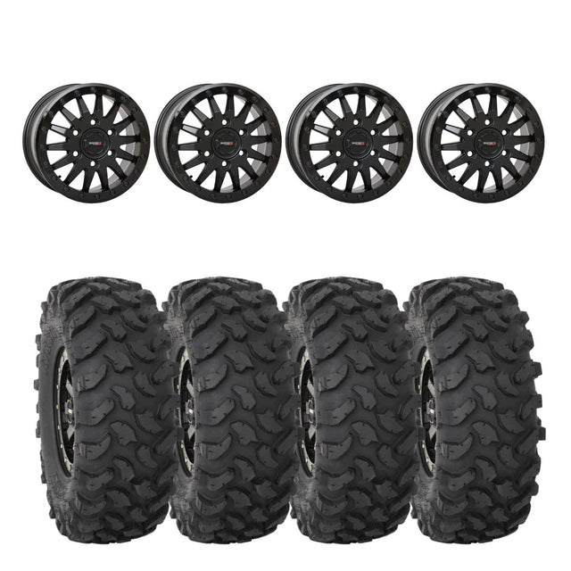 System 3 Matte Black SB-8 Beadlock 6-Lug & System 3 Offroad XTR370 Wheel & Tire Kit
