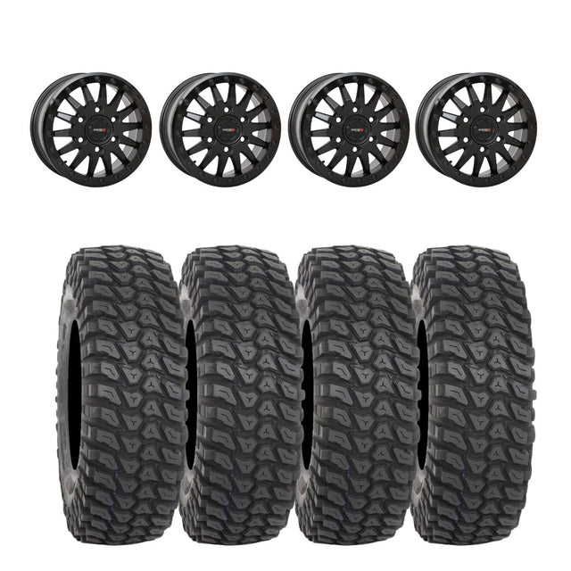 System 3 Matte Black SB-8 Beadlock 6-Lug & System 3 Radial XCR350 UTV Wheel & Tire Kit
