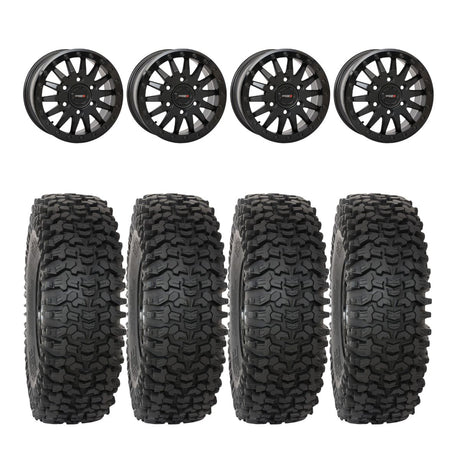 System 3 Matte Black SB-8 Beadlock 6-Lug & System 3 RC500S 8 Ply Rock Crawler Wheel & Tire Kit