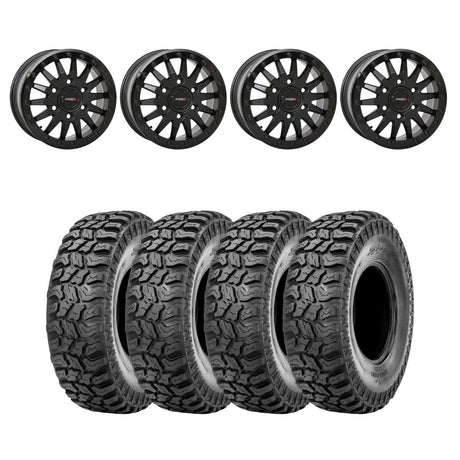 System 3 Matte Black SB-8 Beadlock & Sedona Ridge Saw Wheel & Tire Kit