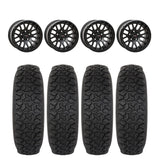 System 3 Matte Black w/Gloss Black Ring SB-9 Beadlock & System 3 DX440 Offroad Wheel & Tire Kit