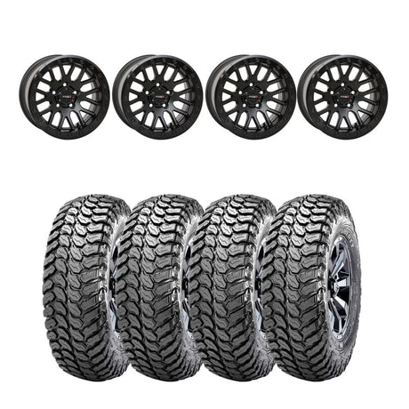 System 3 Matte Black with Gloss Black Ring SB-9 Beadlock & Maxxis Liberty Performance Off Road Wheel & Tire Kit