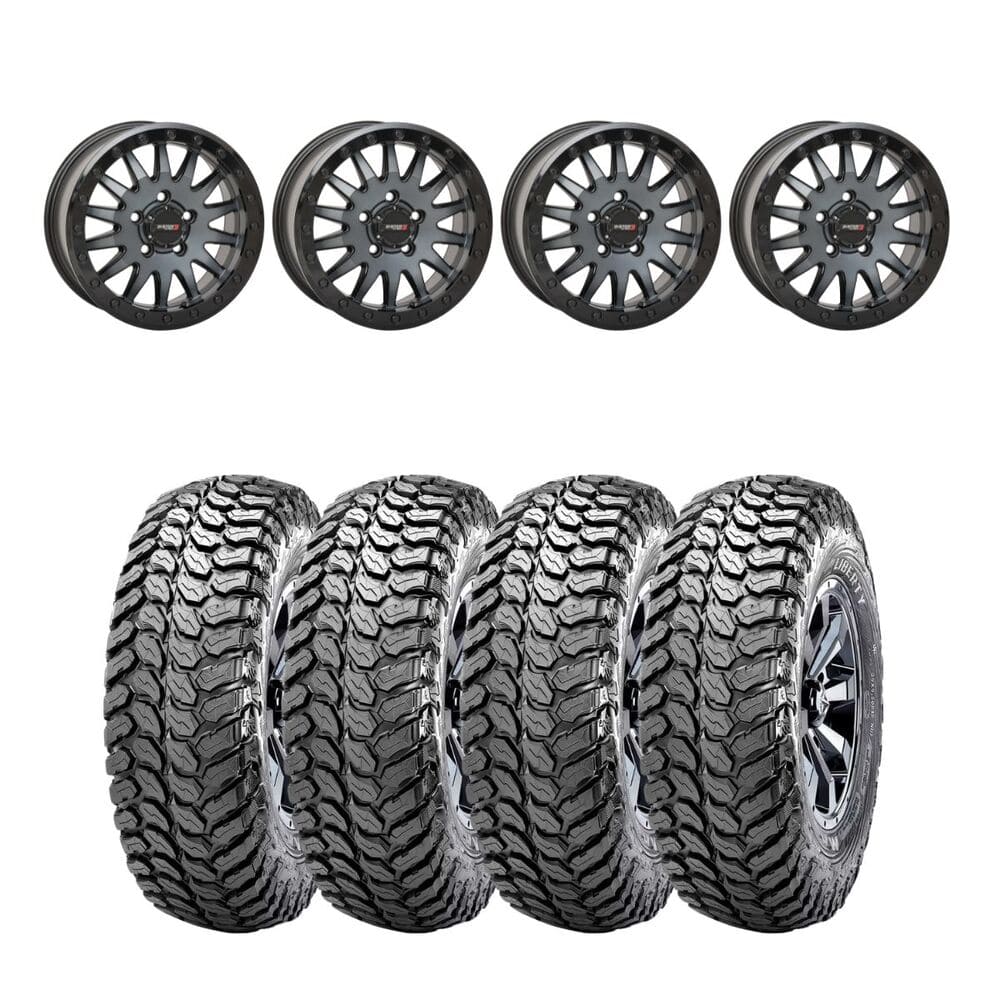 System 3 Matte Brushed Grey SB-8 5-Lug Beadlock & Maxxis Liberty Performance Off Road Wheel & Tire Kit