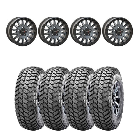 System 3 Matte Brushed Grey SB-8 5-Lug Beadlock & Maxxis Liberty Performance Off Road Wheel & Tire Kit