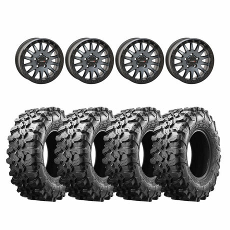 System 3 Matte Brushed Grey SB-8 5-Lug Beadlock & Maxxis Radial Carnivore Wheel & Tire Kit
