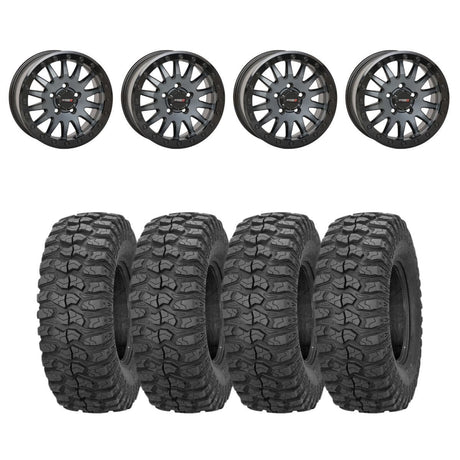 System 3 Matte Brushed Grey SB-8 5-Lug Beadlock & Sedona Rockabilly Wheel & Tire Kit