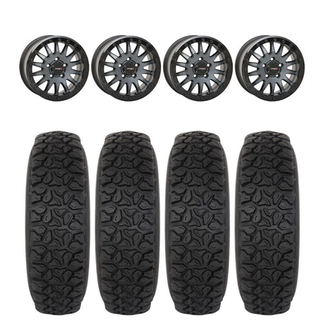 System 3 Matte Brushed Grey SB-8 Beadlock 5-Lug & System 3 DX440 Offroad Wheel & Tire Kit