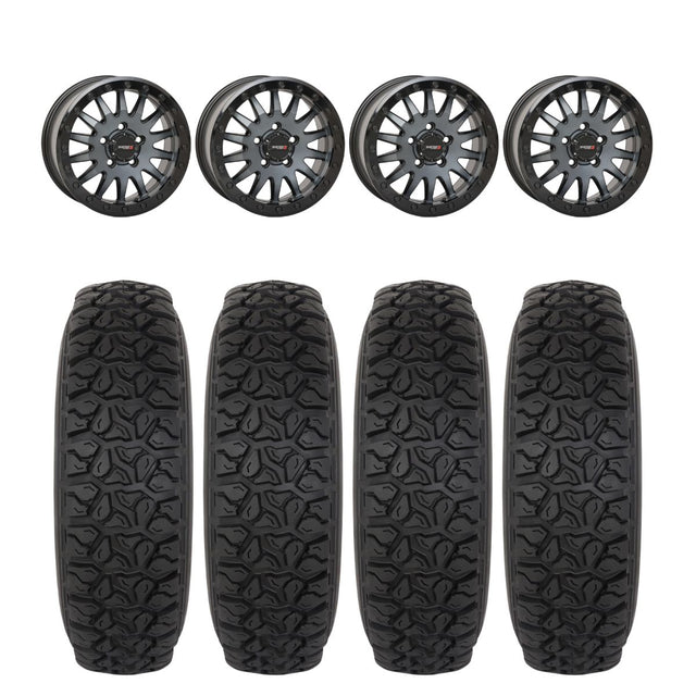 System 3 Matte Brushed Grey SB-8 Beadlock 5-Lug & System 3 DX440 Offroad Wheel & Tire Kit