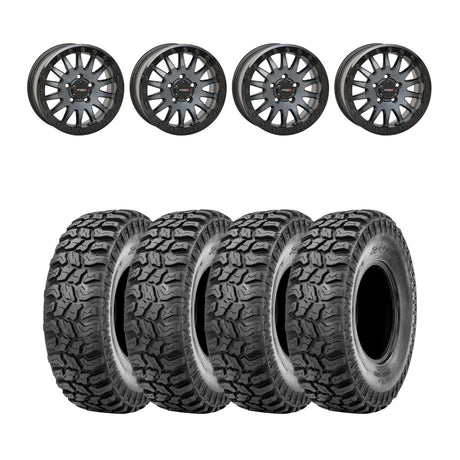 System 3 Matte Brushed Grey SB-8 Beadlock & Sedona Ridge Saw Wheel & Tire Kit