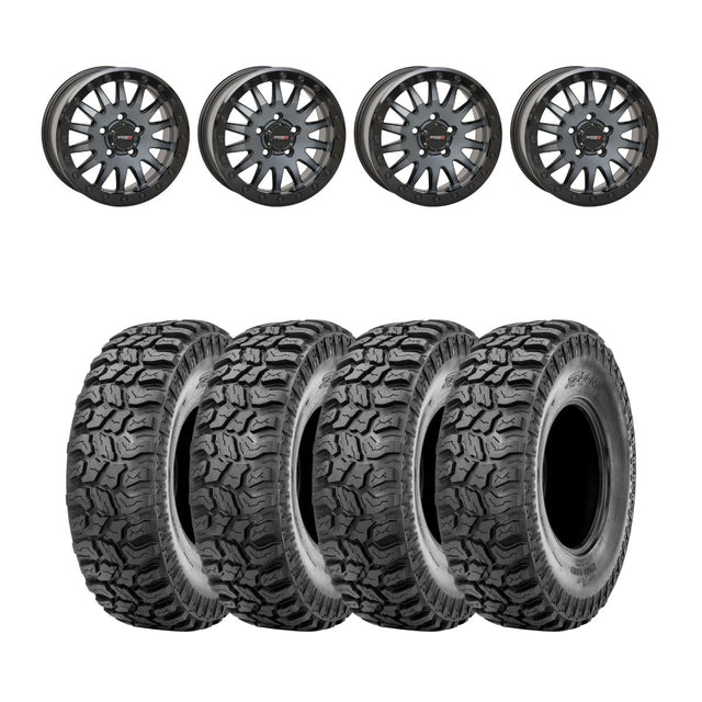 System 3 Matte Brushed Grey SB-8 Beadlock & Sedona Ridge Saw Wheel & Tire Kit