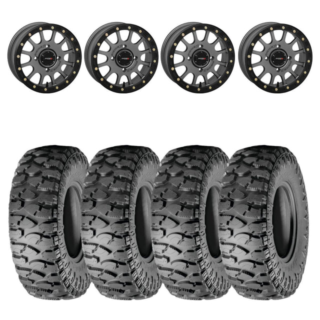 System 3 Matte Gunmetal SB-5 Beadlock & Atturo Trail Blade Boss Wheel & Tire Kit