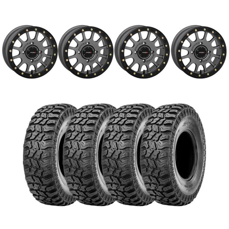 System 3 Matte Gunmetal SB-5 Beadlock & Sedona Ridge Saw Wheel & Tire Kit