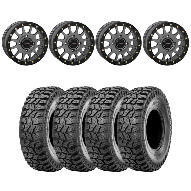 System 3 Matte Gunmetal SB-5 Beadlock & Sedona Ridge Saw Wheel & Tire Kit