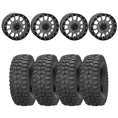 System 3 Matte Gunmetal SB-5 Beadlock & Sedona Rockabilly Wheel & Tire Kit