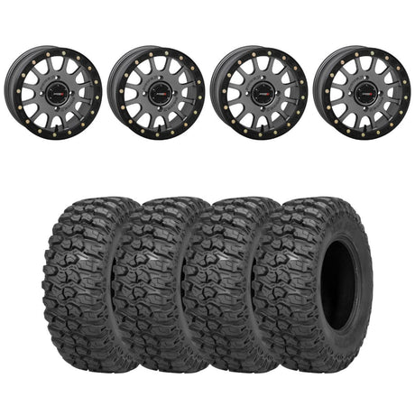 System 3 Matte Gunmetal SB-5 Beadlock & Sedona Trail Saw Wheel & Tire Kit