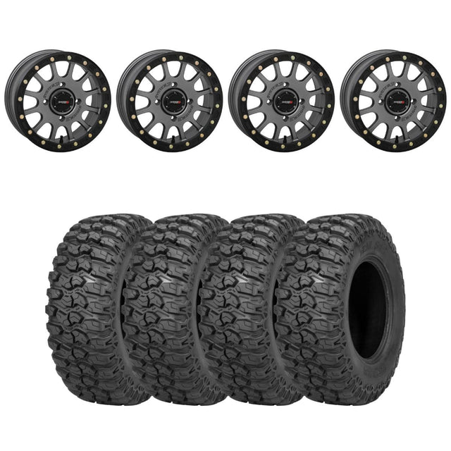 System 3 Matte Gunmetal SB-5 Beadlock & Sedona Trail Saw Wheel & Tire Kit