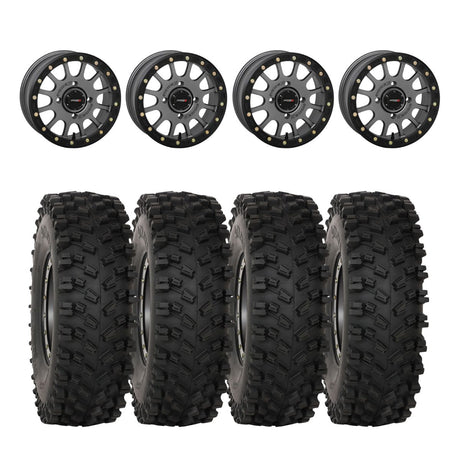 System 3 Matte Gunmetal SB-5 Beadlock & System 3 ATX470 All Terrain Xtreme Tire Wheel & Tire Kit