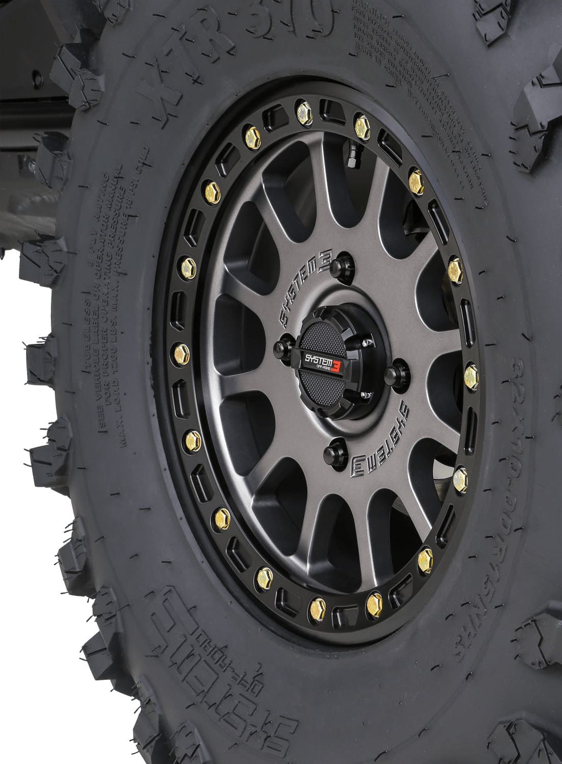 System 3 SB-5 Matte Gunmetal Beadlock Matte Gunmetal & System 3 Offroad XTR370 Wheel & Tire Kit