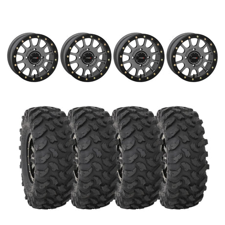 System 3 SB-5 Matte Gunmetal Beadlock Matte Gunmetal & System 3 Offroad XTR370 Wheel & Tire Kit