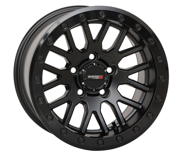 System 3 SB-9 Beadlock Wheel - Matte Black With Gloss Black Ring