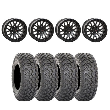 System 3 SB-9 Matte Black w/Gloss Black Ring Beadlock & System 3 Radial RT320 Wheel & Tire Kit