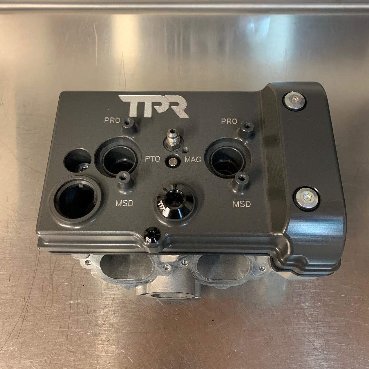 TPR Industry RZR Billet Valve Cover W/Oilers - Gray