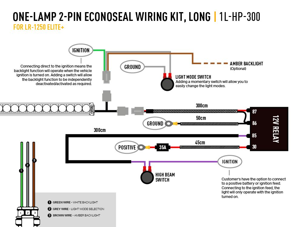 Triple R Lighting Single-Lamp Wiring Kit (2-Pin, Econoseal, 12V)