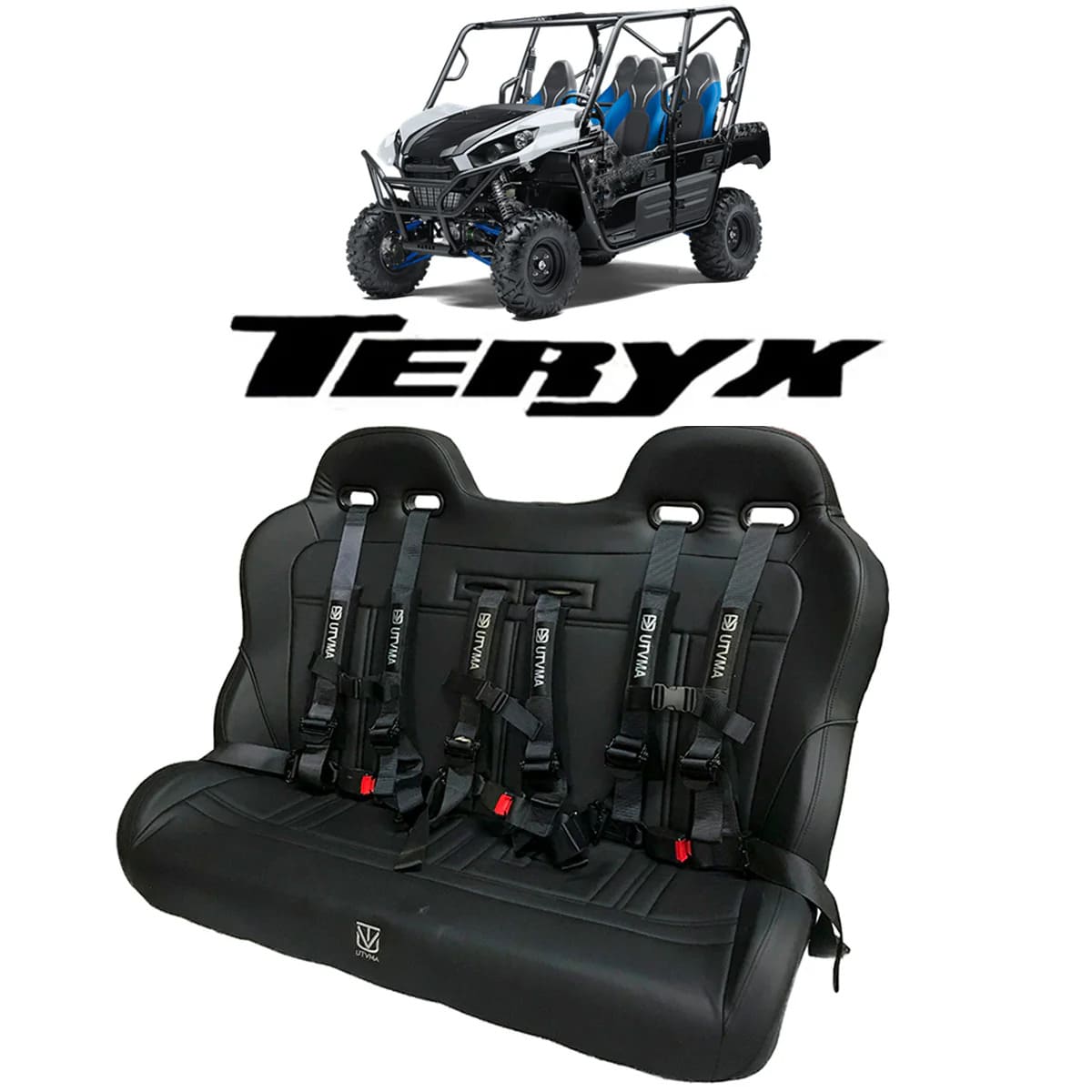 UTVMA '12-'25 Kawasaki Teryx 4 Rear Bench Seat w/ Harnesses