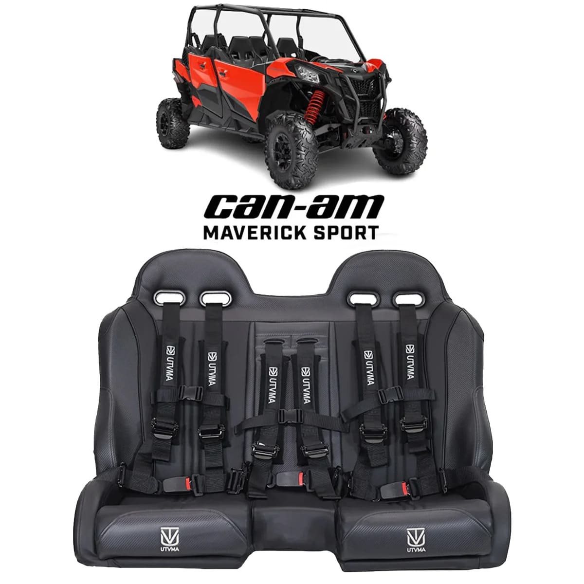UTVMA '19-'25 Can-Am Maverick Sport Max Front Bench Seat W/ Harnesses