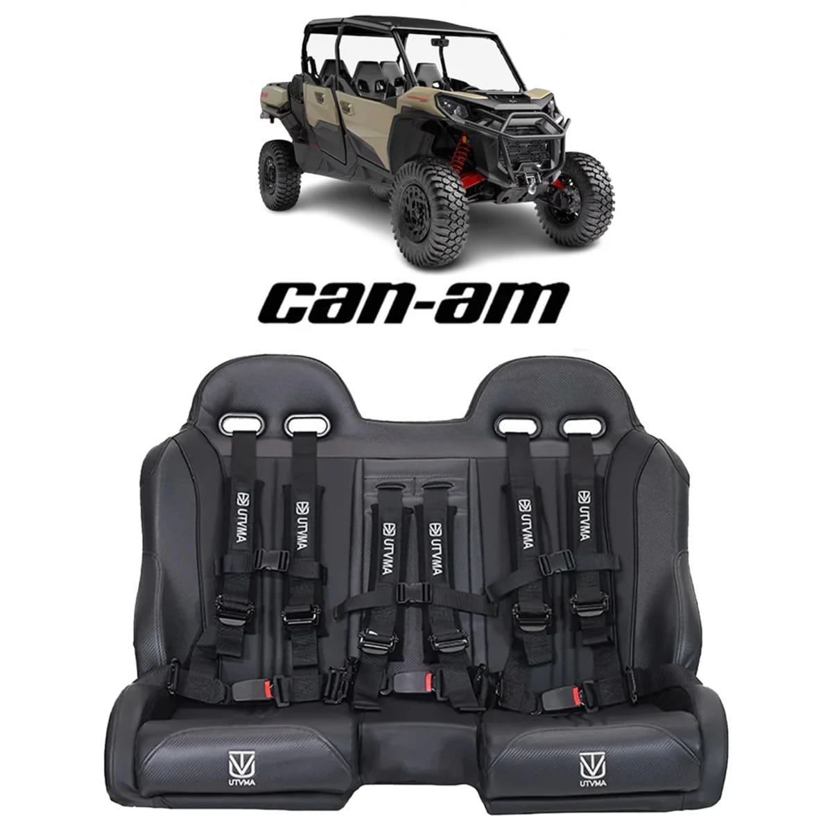 UTVMA '21-'25 Can-Am Commander Max Front Bench Seat w/ Harnesses