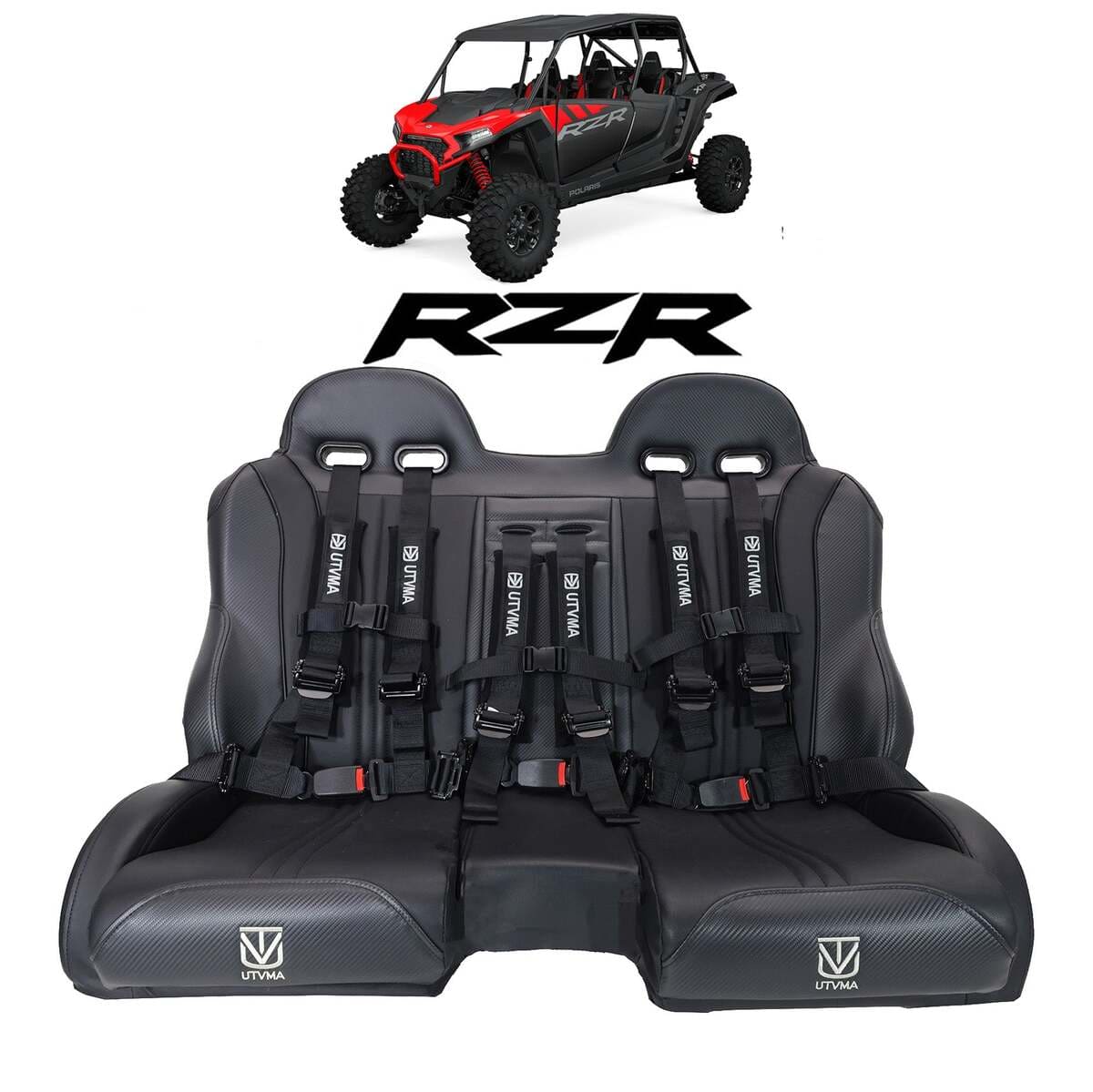 UTVMA '24+ Polaris RZR XP 1000 2 & 4 Seater Front/Rear Bench Seat w/ Harnesses