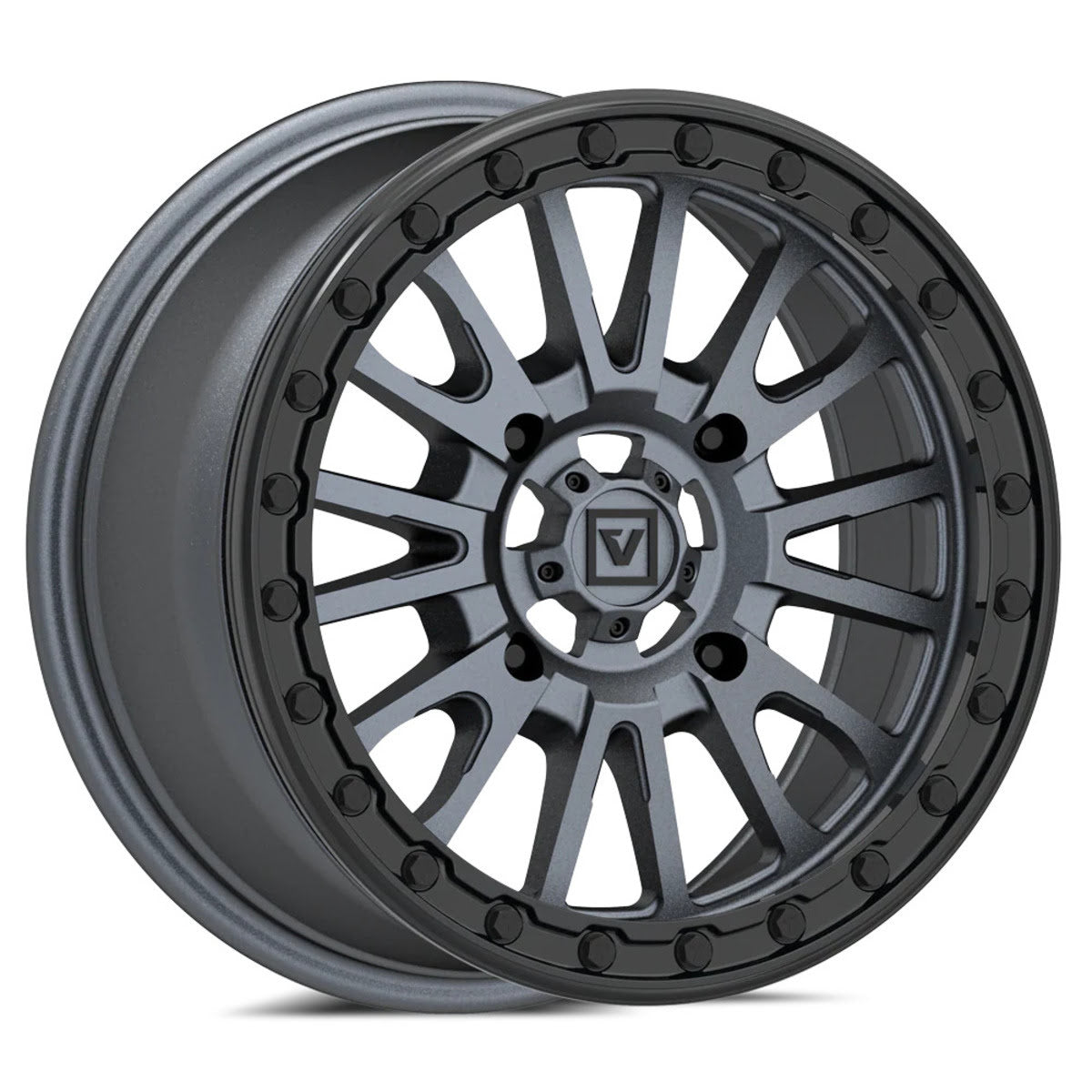 Valor Offroad V16 Beadlock UTV Wheel - Satin Gunmetal Valor Offroad V16 Beadlock UTV Wheel - Satin Gunmetal