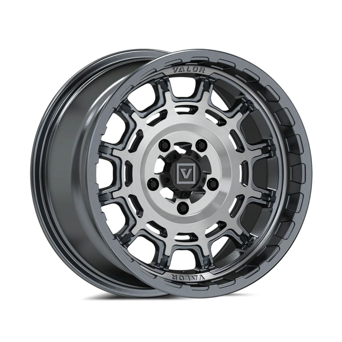 Valor Offroad V17 Beadlock UTV Wheel - Brushed Gunmetal