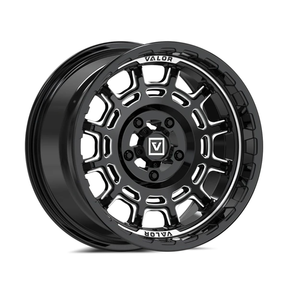 Valor Offroad V17 Beadlock UTV Wheel - Gloss Black Milled